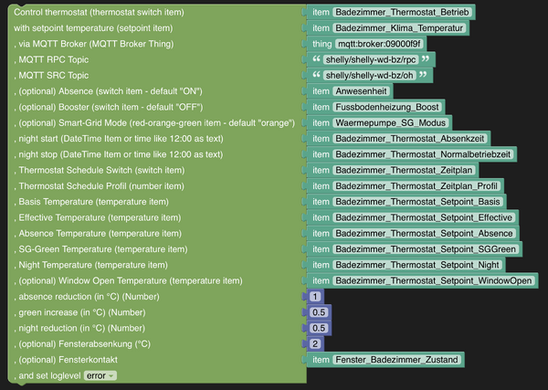 Walldisplay Thermostat BlockLibrary Regel 